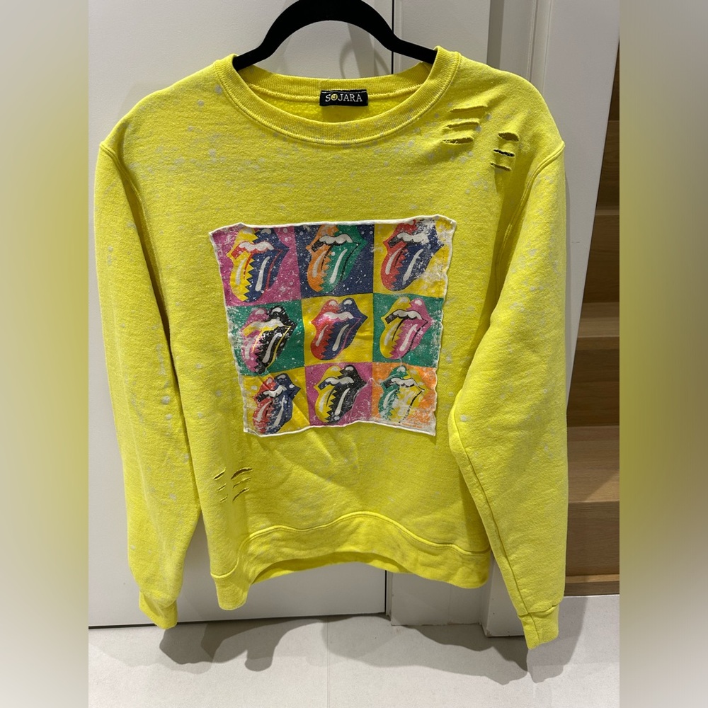 Rolling Stones vibrant yellow sweat top